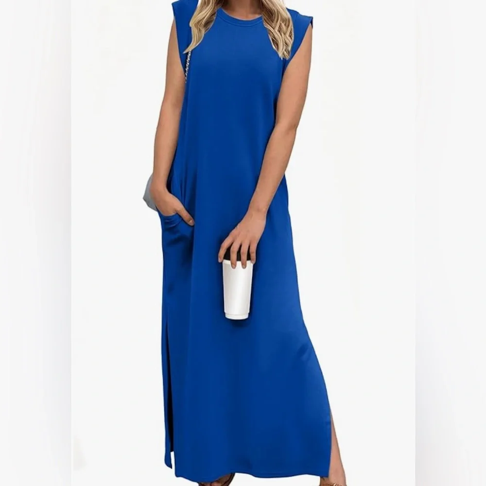GRECERELLE Casual/Beach/Night Long Maxi Dress with Pockets. Medium NWT - Picture 2 of 3